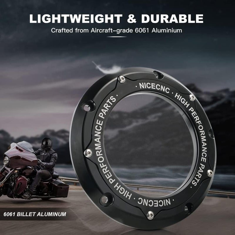 NICECNC Black Derby Cover Clutch Cover Compatible with Harley Davidson CVO Limited FLHTKSE 2014-2020,Road Glide FLTRX/Road King FLHR,CVO Street Glide FLHXSE/2/3,Freewheeler FLRT,SEE FITMENT - Image 3